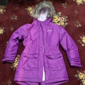 Columbia kids ski jacket with fur hood